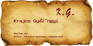 Krajcs Gyöngyi névjegykártya